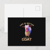 ヤギの贈り物で人生は良い 案内ポストカード (正面/裏面)