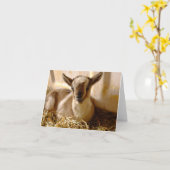 ヤギの赤ちゃん　二つ折りグリーティングカード カード (黄色い花)