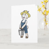 ヤギの農夫がバケツを持って カード (黄色い花)