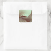 ヤギの長い船（木材） スクエアシール (バッグ)