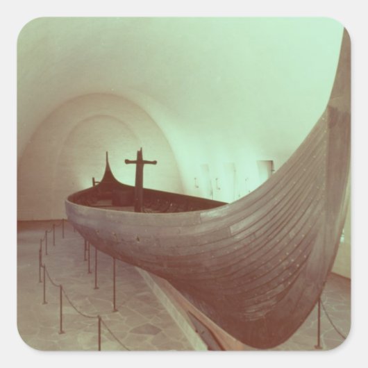 ヤギの長い船（木材） スクエアシール (正面)