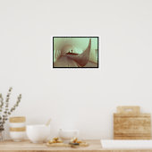 ヤギの長い船（木材） ポスター (キッチン)