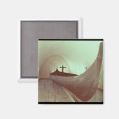 ヤギの長い船（木材） マグネット (正面/裏面)