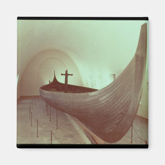 ヤギの長い船（木材） マグネット (正面)