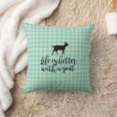 ヤギの青いカントリープレイドで生活が良い クッション (ブランケット)