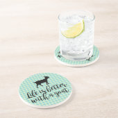 ヤギの青いカントリープレイドで生活が良い コースター (側面)