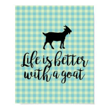 ヤギの青いカントリープレイドで生活が良い