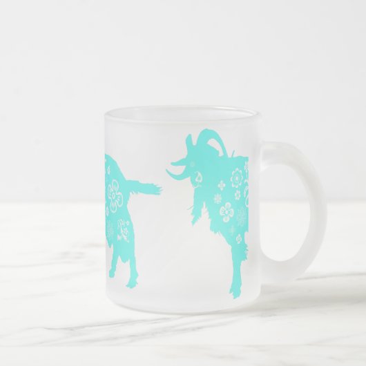 ヤギの青いヤギの年ラムマグカップ フロストグラスマグカップ (右)