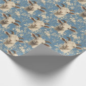 ヤギの頭と花オンブルー ラッピングペーパー (角)