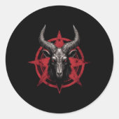 ヤギの頭バプホメットペンタグラムサタンデビルオクルル ラウンドシール (正面)