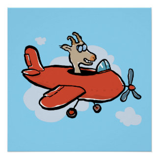 ヤギの飛んでいる飛行機 ポスター