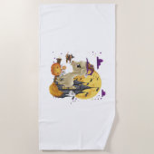 ヤギの魔女ブロムカボチャのハロウィーンの衣装 ビーチタオル (正面)