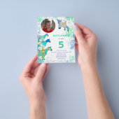 ヤギの5歳誕生日写真グリーン ブルー 予算 チラシ (手)