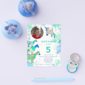 ヤギの5歳誕生日写真グリーン ブルー 予算 チラシ (シングル)