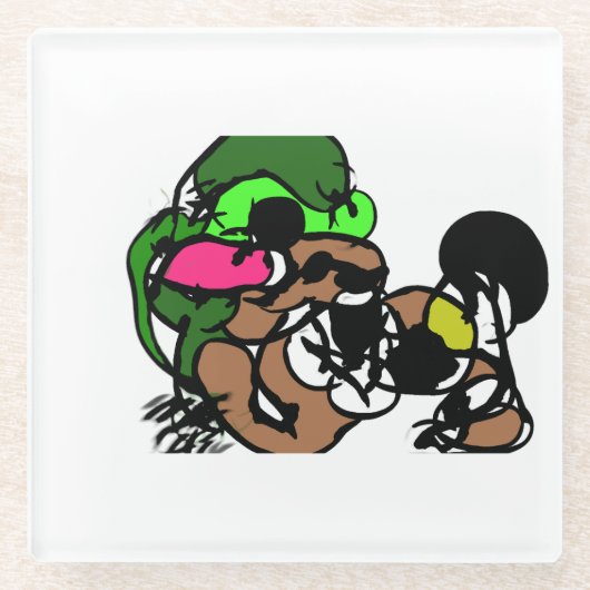 ヤギはおもしろい ガラスコースター (正面)