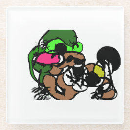 ヤギはおもしろい ガラスコースター