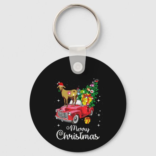 ヤギはレッドカークリスマスに乗る キーホルダー (正面)