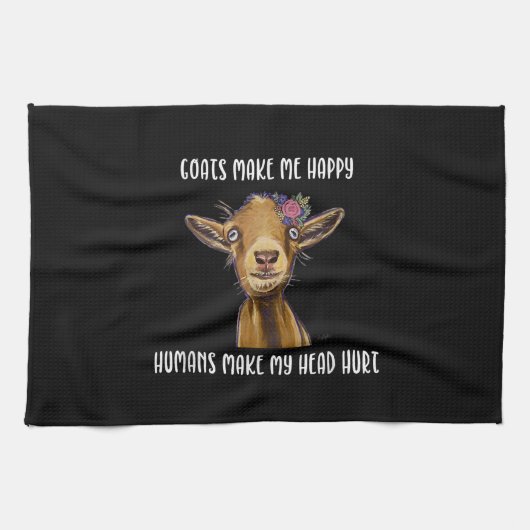 ヤギは私を幸せなヤギの恋人にする キッチンタオル (横)
