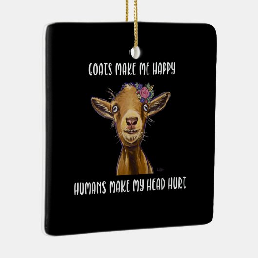 ヤギは私を幸せなヤギの恋人にする セラミックオーナメント (右)