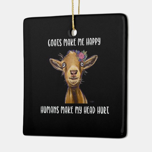 ヤギは私を幸せなヤギの恋人にする セラミックオーナメント (左)