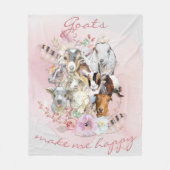 ヤギは私を幸せな水の色ヤギのポートレート フリースブランケット (正面)