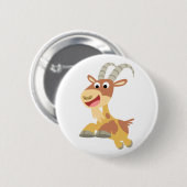 ヤギは行きます!! (かわいい漫画のヤギ)ボタンのバッジ 缶バッジ (正面&裏面)