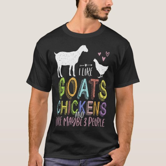 ヤギは鶏が好きで、3人は可愛い農場 Tシャツ (正面)