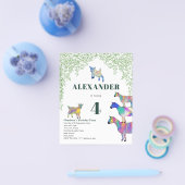 ヤギをテーマにした誕生日パーティグリーンバジェット チラシ (シングル)