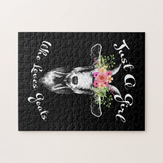 ヤギを愛する女の子農家女ヤギ ジグソーパズル (横)