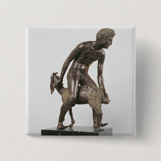 ヤギを搾り出している羊飼い 缶バッジ (正面)