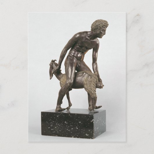 ヤギを搾乳する羊飼い ポストカード (正面)