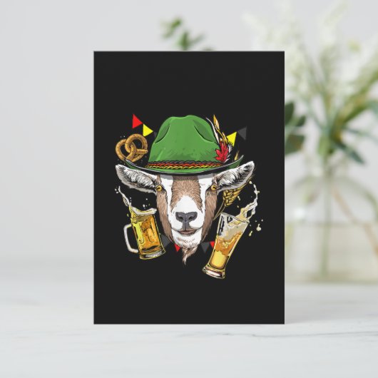 ヤギオクトーバーフェストレデルホセン衣装ギフトドイツ サンキューカード (スタンド正面)