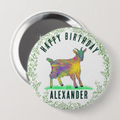 ヤギカラフルの追加ハッピーバースデー 缶バッジ (正面&裏面)