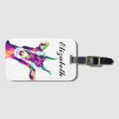 ヤギカラフルアポップ・アートのルのパーソナライズされた荷物タグ ラゲッジタグ (正面横)