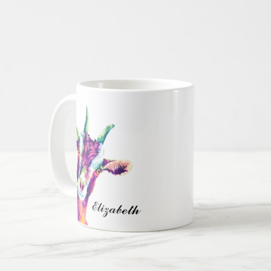 ヤギカラフルアポップ・アートのルコーヒパーソナライズされたーマグ コーヒーマグカップ (正面左)