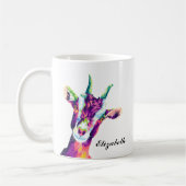ヤギカラフルアポップ・アートのルコーヒパーソナライズされたーマグ コーヒーマグカップ (左)
