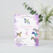 ヤギカラフルガールズバースデーパーティー インビテーションポストカード (スタンド正面)