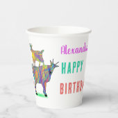 ヤギカラフルスパーソナライズされた誕生日パーティー 紙コップ (左)