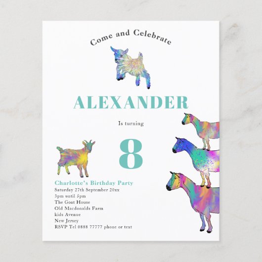 ヤギカラフルツウォーターカラーバースデーパーティー (正面)