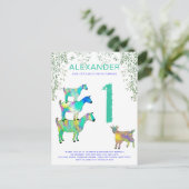 ヤギカラフルツ1st誕生日パーティーワイルドワン インビテーションポストカード (スタンド正面)