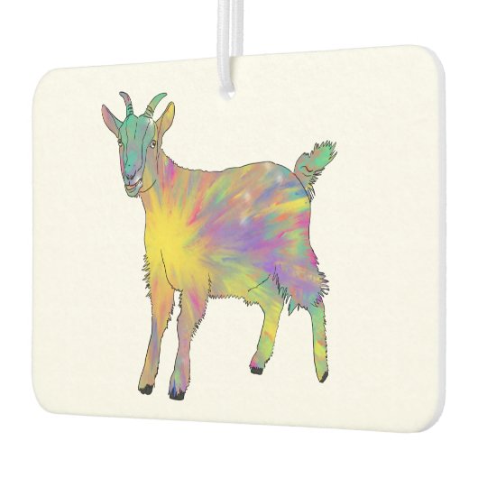 ヤギカラフルフおもしろい・ファームベビーアニマルアートユーモア カーエアーフレッシュナー (左)
