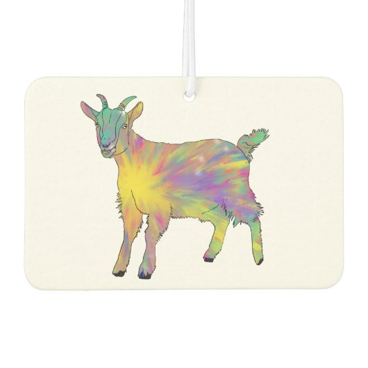 ヤギカラフルフおもしろい・ファームベビーアニマルアートユーモア カーエアーフレッシュナー (正面)