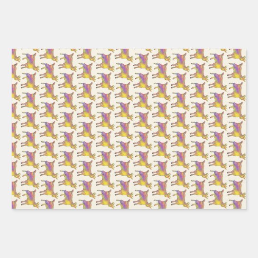 ヤギカラフルファンキーのアートおもしろい動物芸術 ラッピングペーパーシート (正面2)