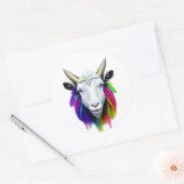 ヤギカラフル頭シール ラウンドシール (封筒)