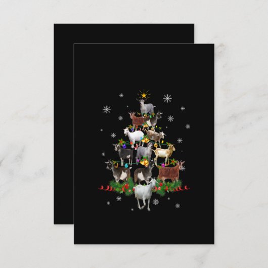 ヤギクリスマスツリー雪山羊クリスマス サンキューカード (正面/裏面)