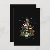 ヤギクリスマスツリー雪山羊クリスマス サンキューカード (正面/裏面)