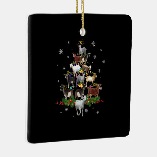 ヤギクリスマスツリー雪山羊クリスマス セラミックオーナメント (右)