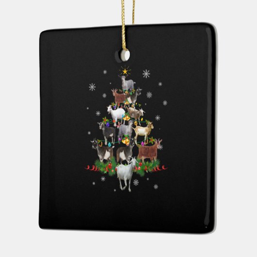ヤギクリスマスツリー雪山羊クリスマス セラミックオーナメント (左)