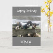 **ヤギクールー**言うハッピーバースデー甥 カード (黄色い花)