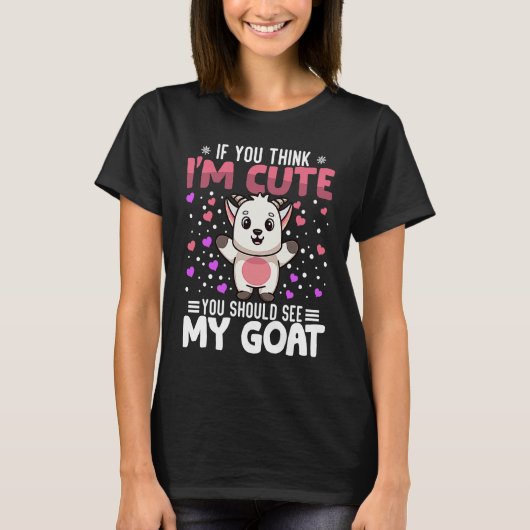 ヤギハートバレンタインデー動物for Womens Kids Tシャツ (正面)
